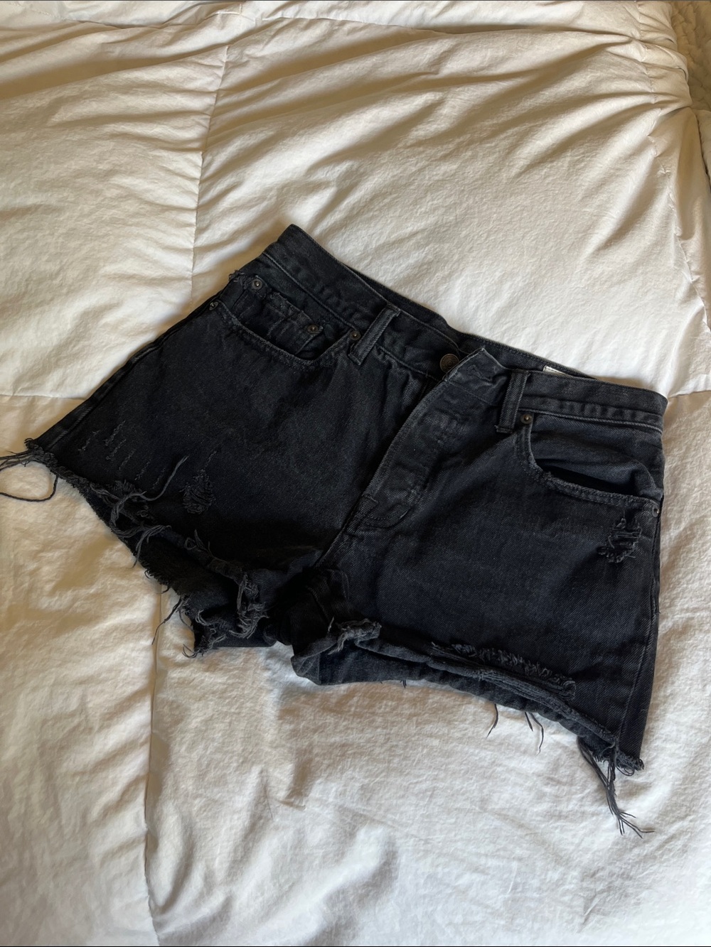 Free People Black Distressed Shorts